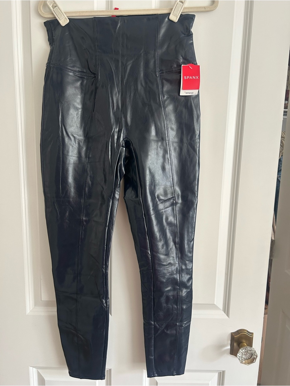 SPANX Faux Leather High-Waist Skinny Jeans - Black